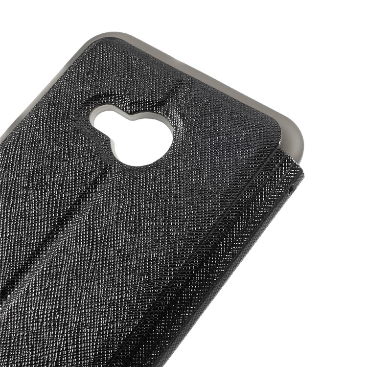 Cross Texture View Window Leather Stand Magnetic Cover for HTC U Play - Black-7