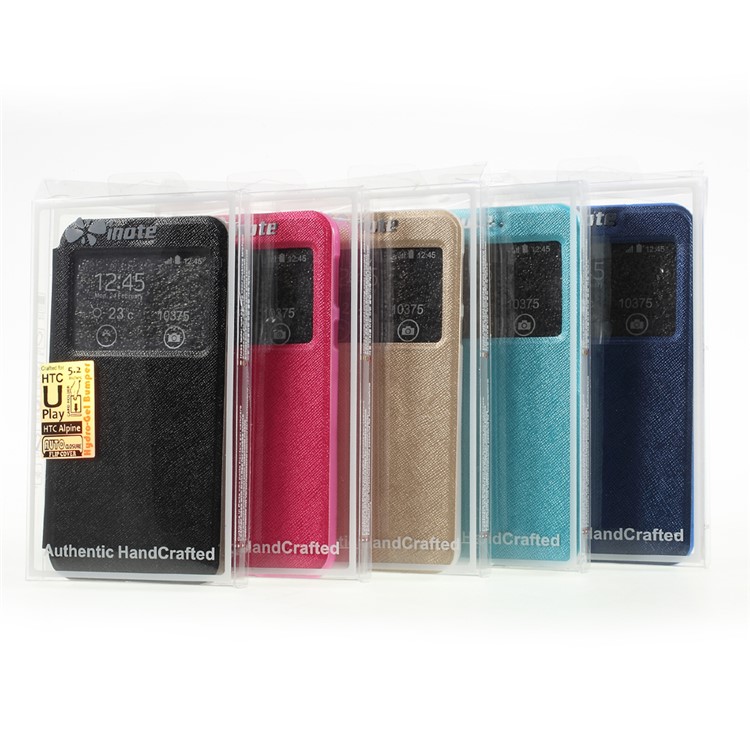 Cross Texture View Window Leather Stand Magnetic Cover for HTC U Play - Black-8