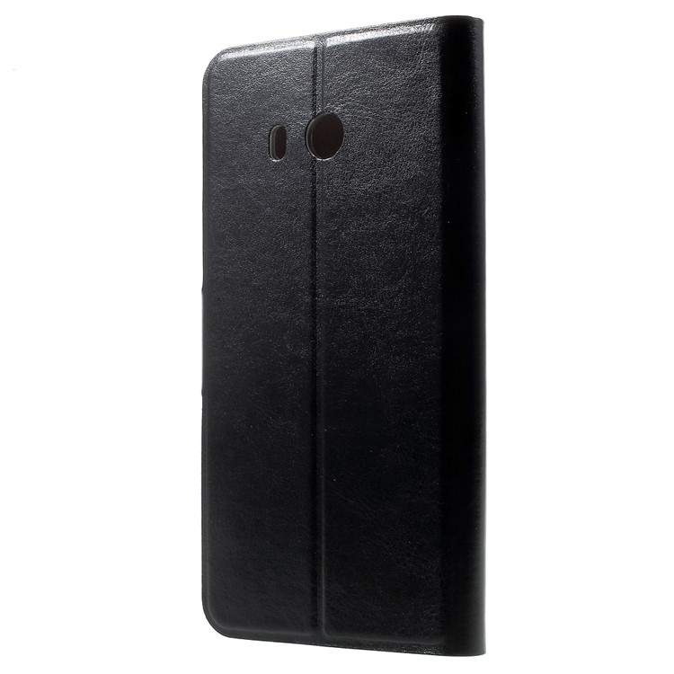 Crazy Horse PU Leather Cell Phone Case for HTC U11 Built-in Steel Sheet - Black-2