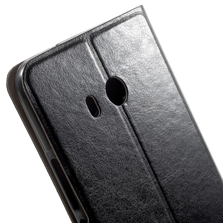 Crazy Horse PU Leather Cell Phone Case for HTC U11 Built-in Steel Sheet - Black-9