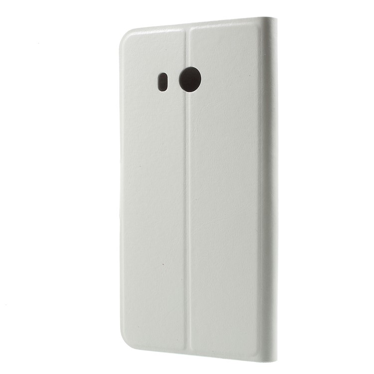 Crazy Horse PU Leather Cell Phone Cover for HTC U11 Built-in Steel Sheet - White-2