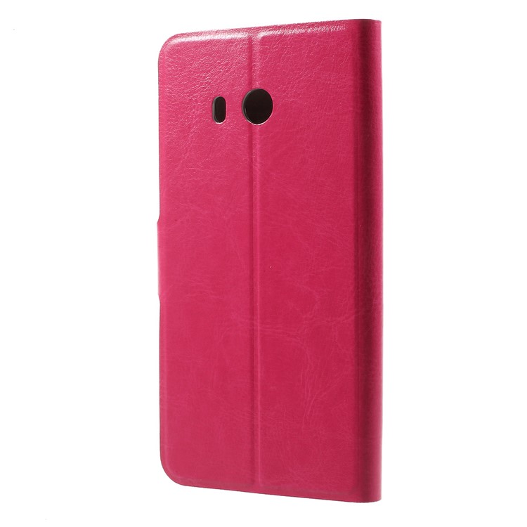 Crazy Horse PU Leather Mobile Phone SHell for HTC U11 Built-in Steel Sheet - Rose-2