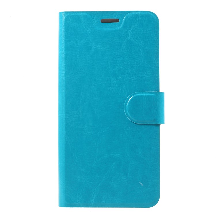 Crazy Horse PU Leather Card Holder Flip Cover for HTC U11 Built-in Steel Sheet - Blue-1