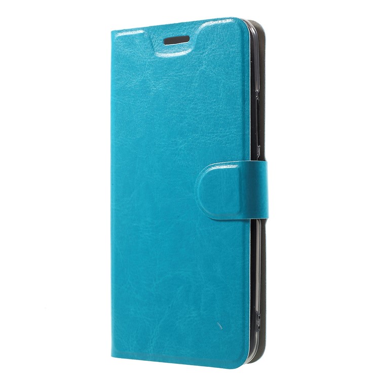 Crazy Horse PU Leather Card Holder Flip Cover for HTC U11 Built-in Steel Sheet - Blue-3