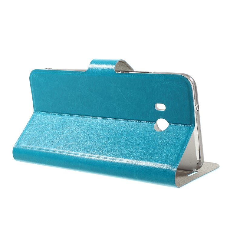 Crazy Horse PU Leather Card Holder Flip Cover for HTC U11 Built-in Steel Sheet - Blue-4
