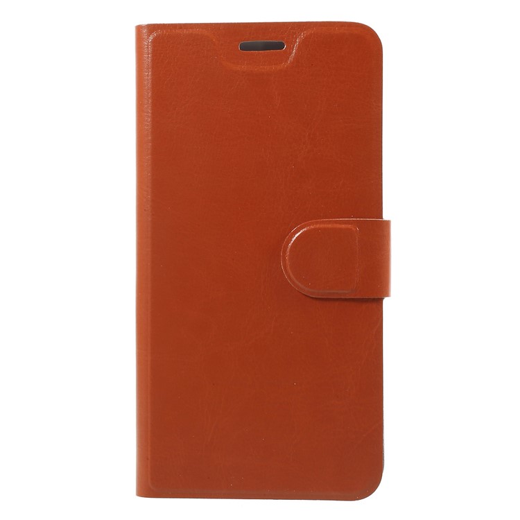 Crazy Horse PU Leather Mobile Casing with Card Slot for HTC U11 Built-in Steel Sheet - Brown-1