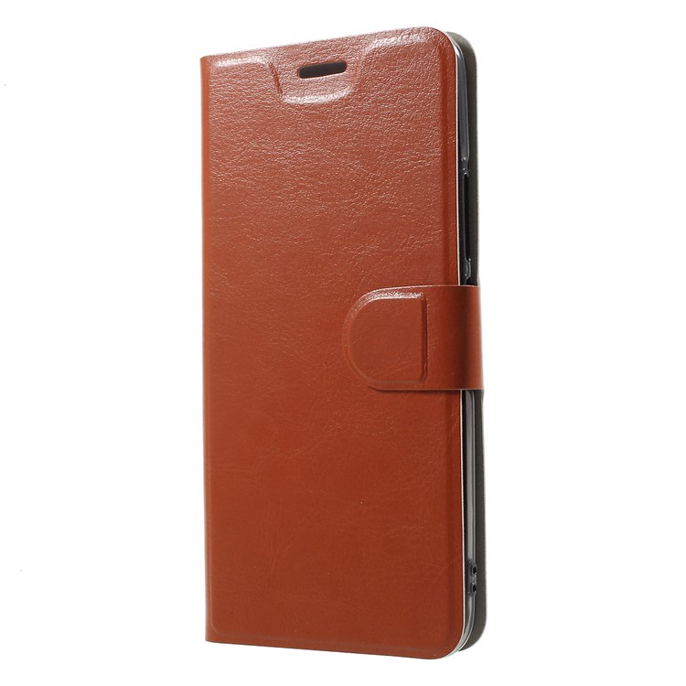 Crazy Horse PU Leather Mobile Casing with Card Slot for HTC U11 Built-in Steel Sheet - Brown-3