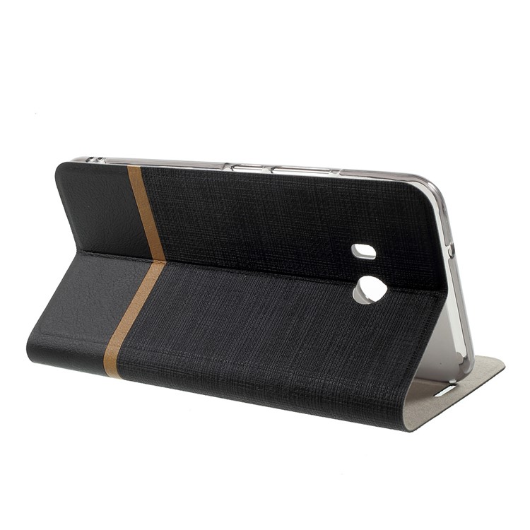Cross Grain Card Slot Leather Case for HTC U11 Built-in Steel Sheet - Black-4