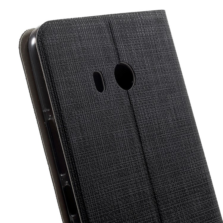 Cross Grain Card Slot Leather Case for HTC U11 Built-in Steel Sheet - Black-7