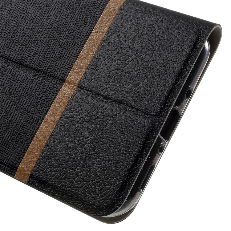 Cross Grain Card Slot Leather Case for HTC U11 Built-in Steel Sheet - Black-8