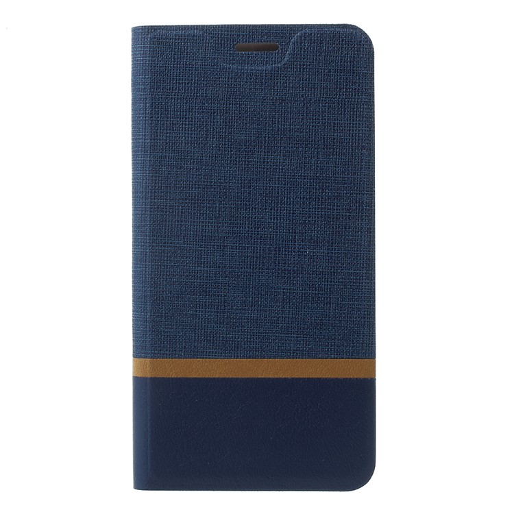 Cross Grain Card Slot Leather Phone Shell with Stand for HTC U11 Built-in Steel Sheet - Dark Blue-1