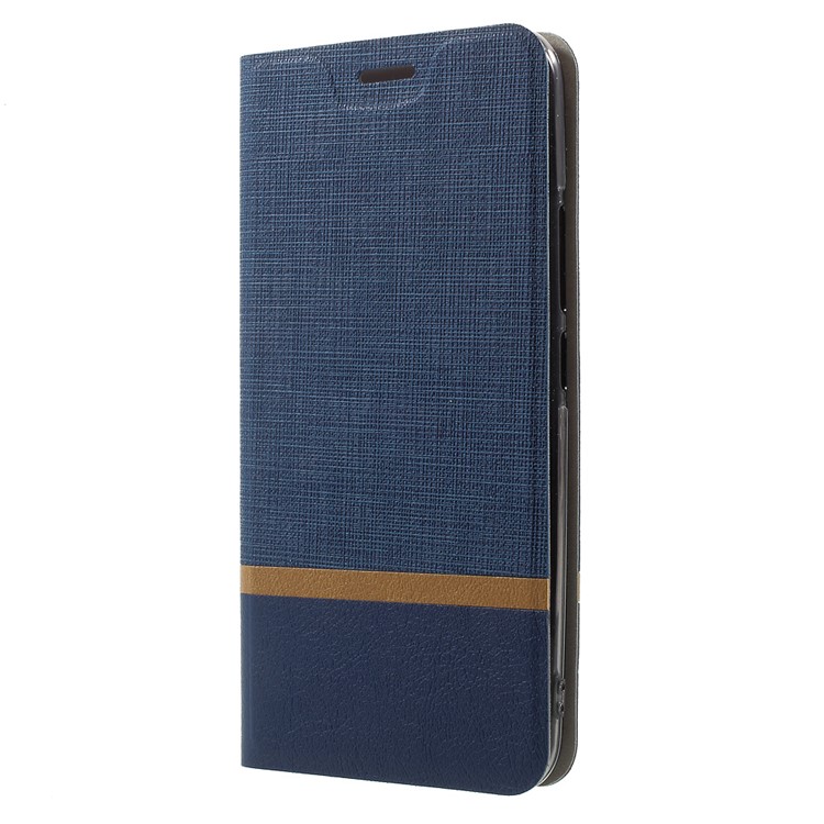 Cross Grain Card Slot Leather Phone Shell with Stand for HTC U11 Built-in Steel Sheet - Dark Blue-3