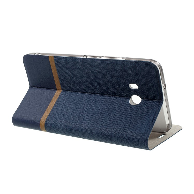 Cross Grain Card Slot Leather Phone Shell with Stand for HTC U11 Built-in Steel Sheet - Dark Blue-4