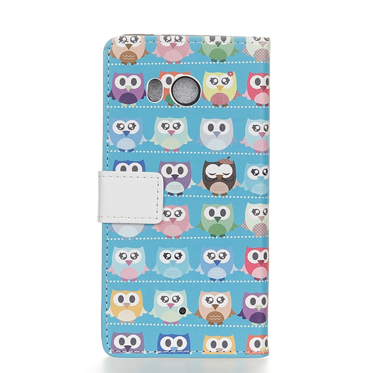 Patterned Printing PU Leather Mobile Phone Case for HTC U11 - Multi Owls Blue Background-2