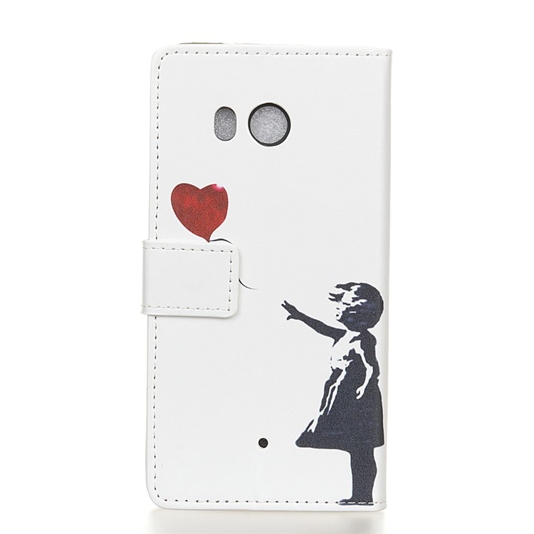 Pattern Printing Wallet PU Leather Stand Phone Casing for HTC U11 - Girl Releasing Heart-2