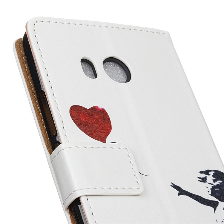 Pattern Printing Wallet PU Leather Stand Phone Casing for HTC U11 - Girl Releasing Heart-3