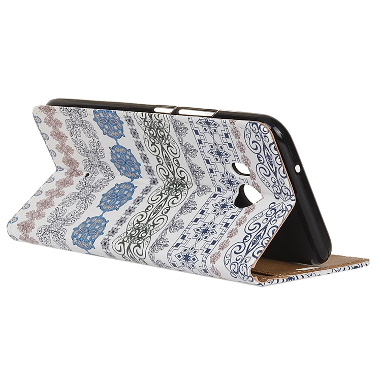 For HTC U11 Pattern Printing Wallet Leather Stand Flip Mobile Shell - Tribal Flowers-4