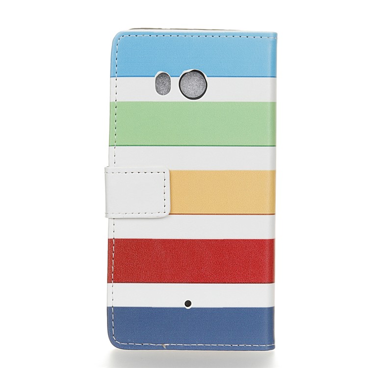 For HTC U11 Pattern Printing Magnetic Leather Wallet Case - Colorized Stripes-2