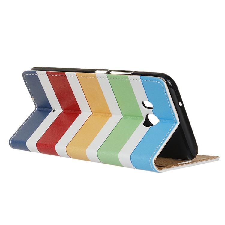 For HTC U11 Pattern Printing Magnetic Leather Wallet Case - Colorized Stripes-4