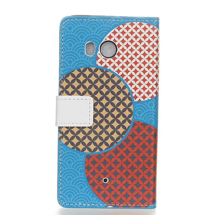 For HTC U11 Patterned Leather Wallet Case Accessory - Seamless Circles Pattern-2