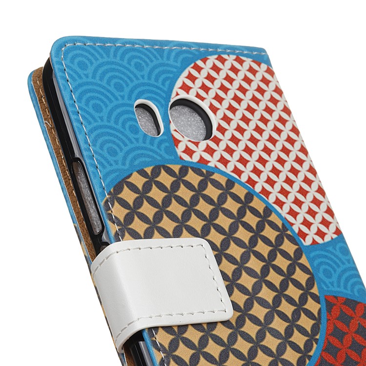 For HTC U11 Patterned Leather Wallet Case Accessory - Seamless Circles Pattern-3