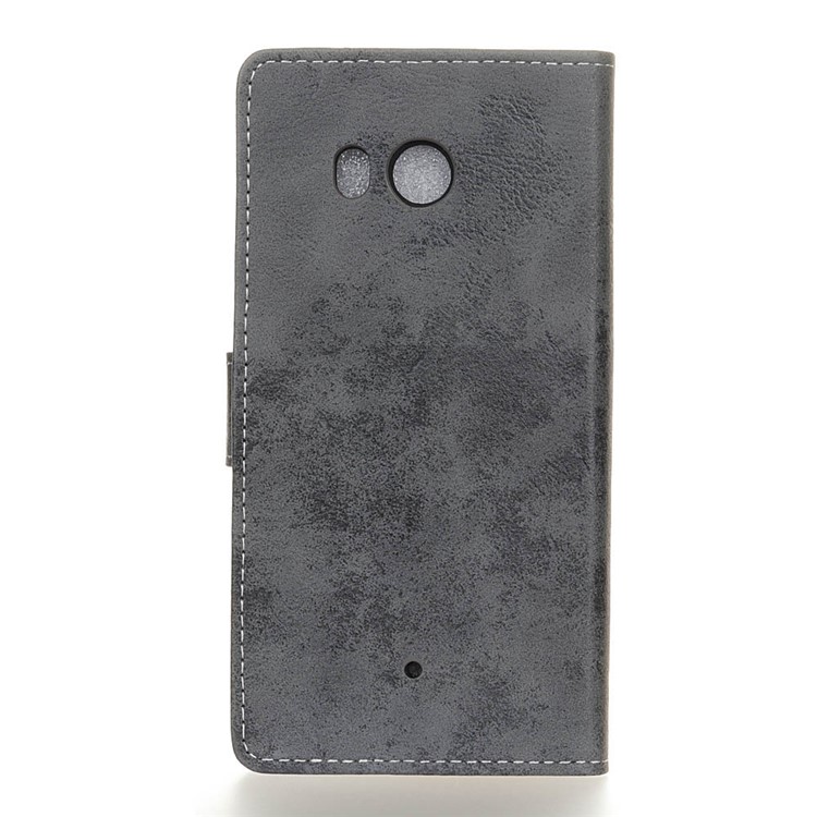 For HTC U11 Retro Style Wallet Stand Leather Cover - Grey-2