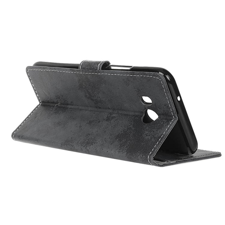 For HTC U11 Retro Style Wallet Stand Leather Cover - Grey-5