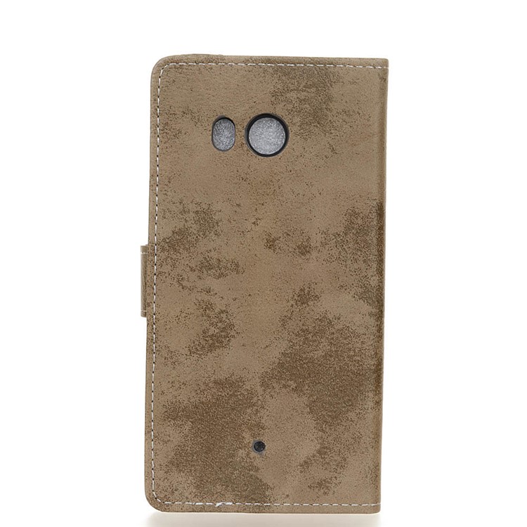 Retro Style Wallet Stand Leather Phone Cover for HTC U11 - Khaki-2