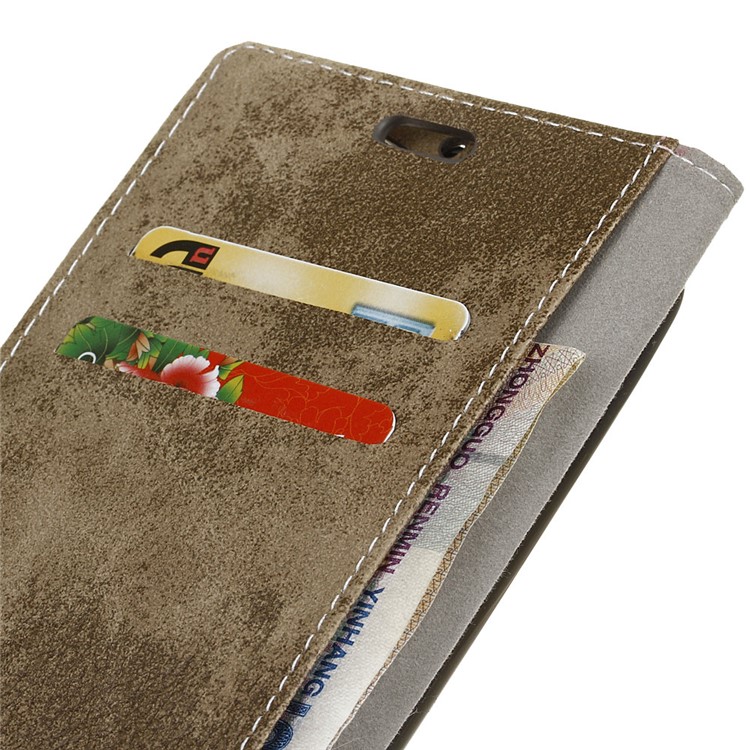 Retro Style Wallet Stand Leather Phone Cover for HTC U11 - Khaki-3