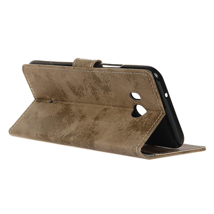 Retro Style Wallet Stand Leather Phone Cover for HTC U11 - Khaki-5