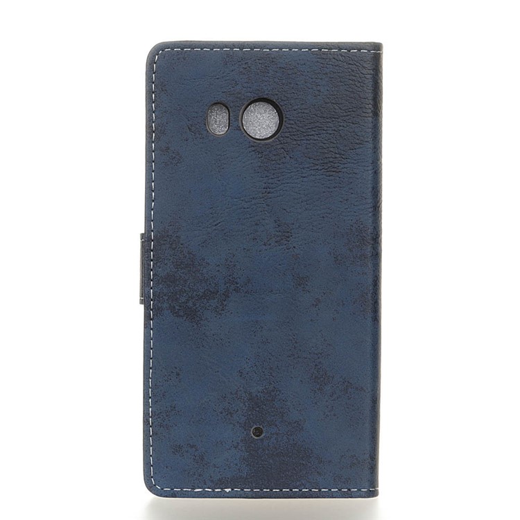 For HTC U11 Retro Style Wallet Stand Leather Phone Case - Blue-2