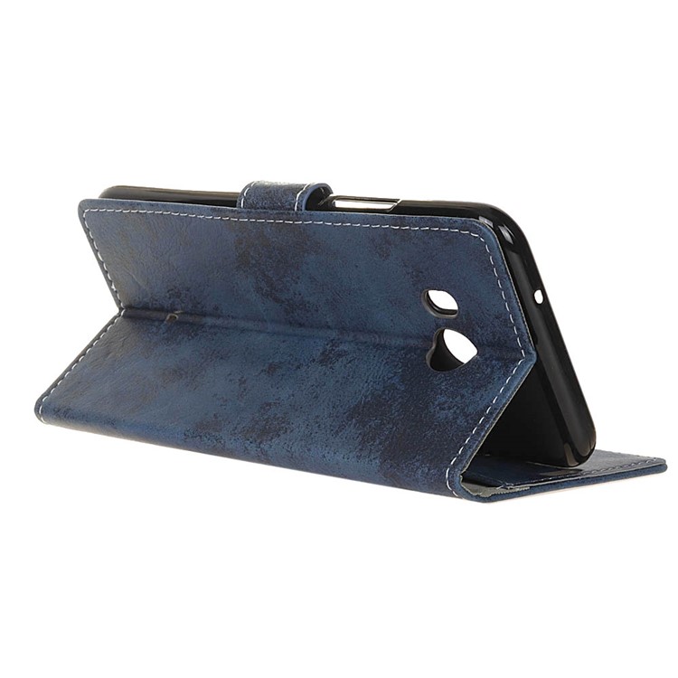 For HTC U11 Retro Style Wallet Stand Leather Phone Case - Blue-5