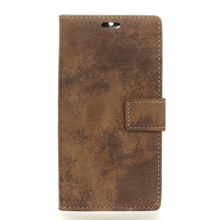 Retro Style Wallet Stand Leather Phone Casing for HTC U11 - Brown-1