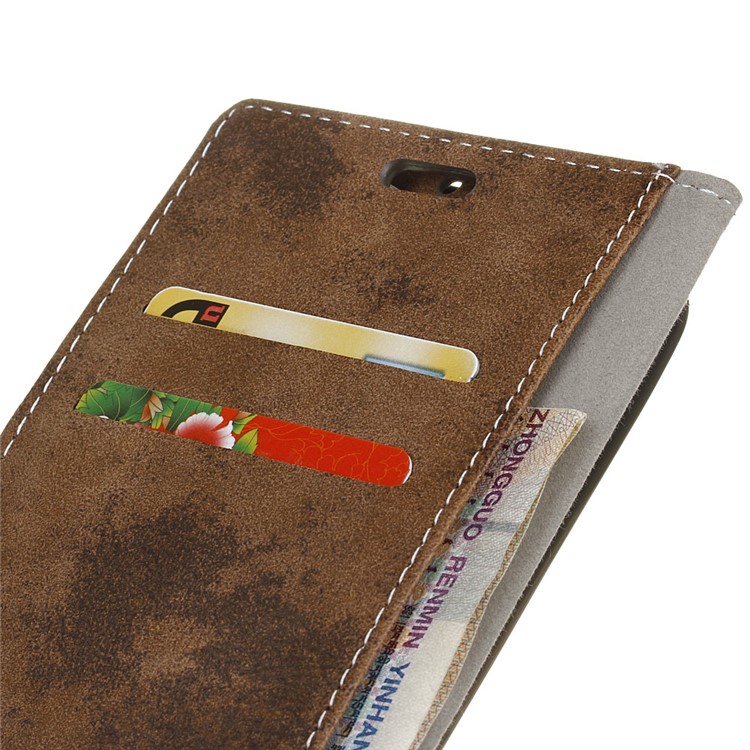 Retro Style Wallet Stand Leather Phone Casing for HTC U11 - Brown-3