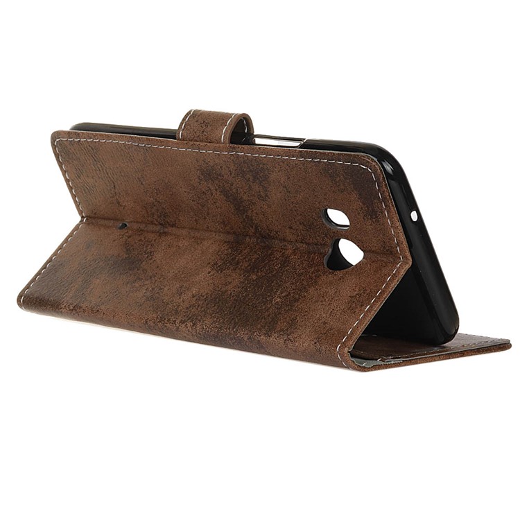 Retro Style Wallet Stand Leather Phone Casing for HTC U11 - Brown-5