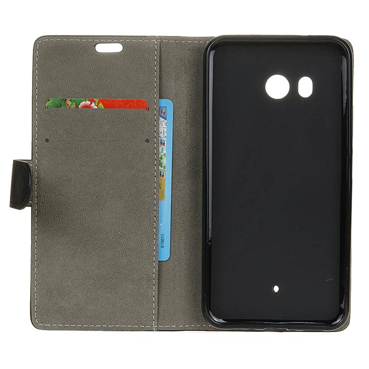 Wallet Leather Stand Case for HTC U11 - Black-4