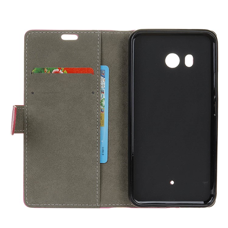Wallet Leather Stand Accessory Casing for HTC U11 - Rose-4