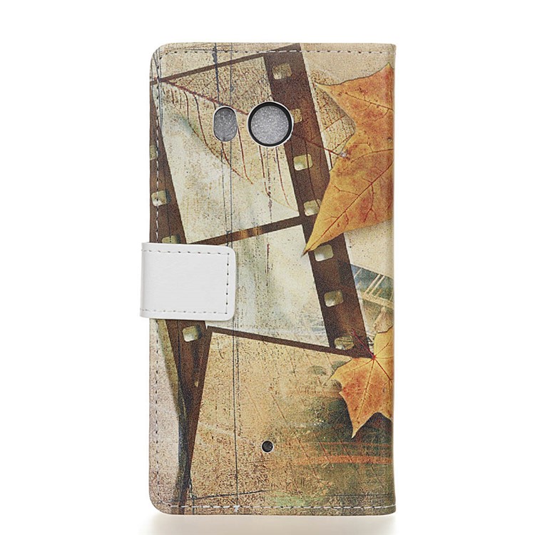 Pattern Printing Wallet Leather Stand Mobile Casing for HTC U11 - Eiffel Tower and Maple Leaves-2