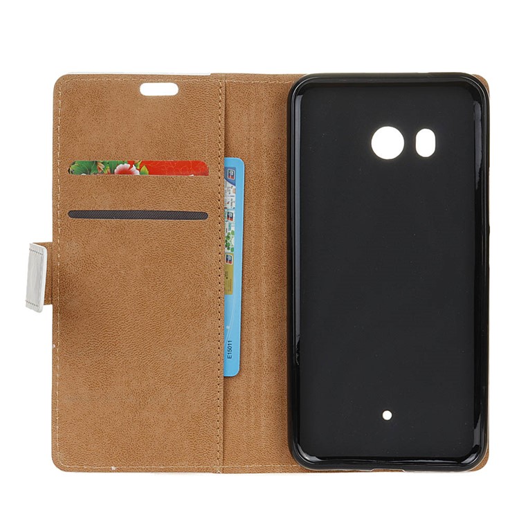 Pattern Printing Wallet Leather Stand Mobile Casing for HTC U11 - Eiffel Tower and Maple Leaves-7