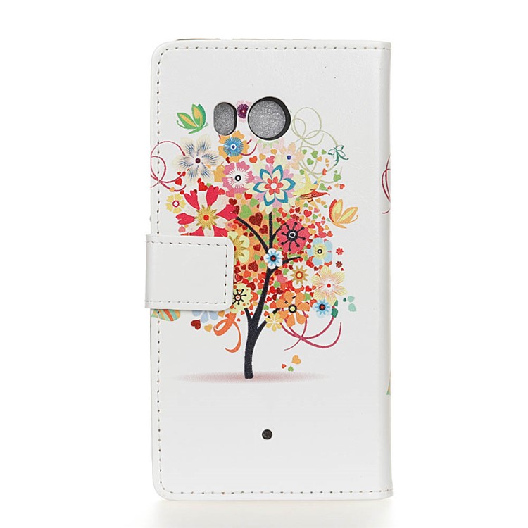 Pattern Printing Wallet Leather Mobile Cover with Stand for HTC U11 - Colorful Flower Tree-2