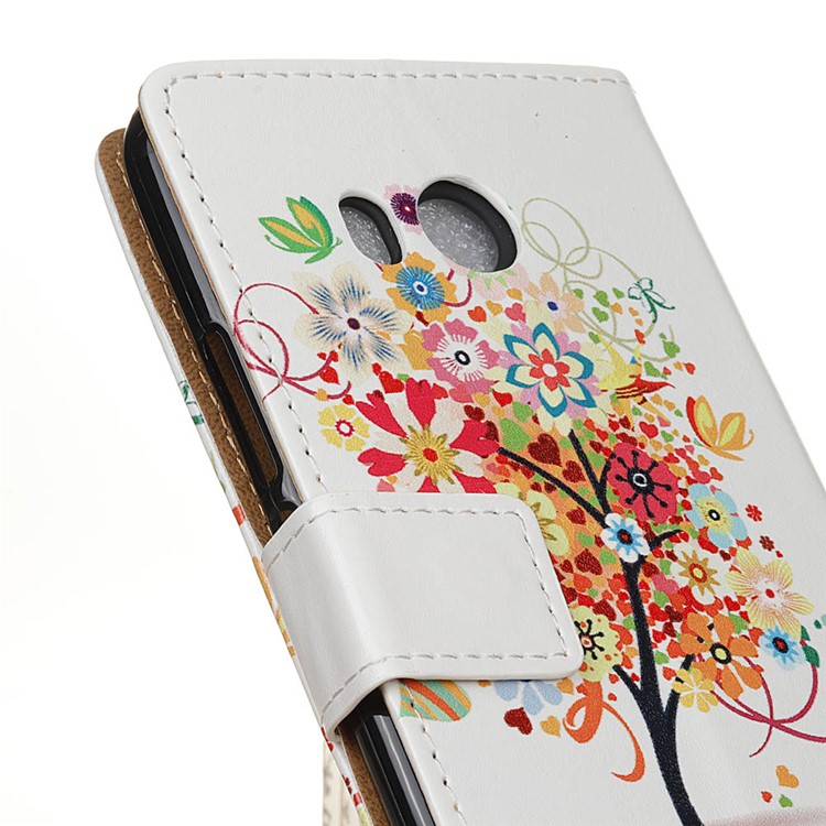 Pattern Printing Wallet Leather Mobile Cover with Stand for HTC U11 - Colorful Flower Tree-3
