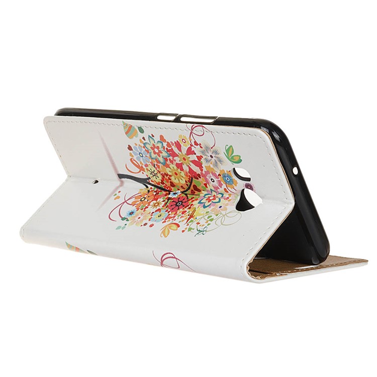 Pattern Printing Wallet Leather Mobile Cover with Stand for HTC U11 - Colorful Flower Tree-4