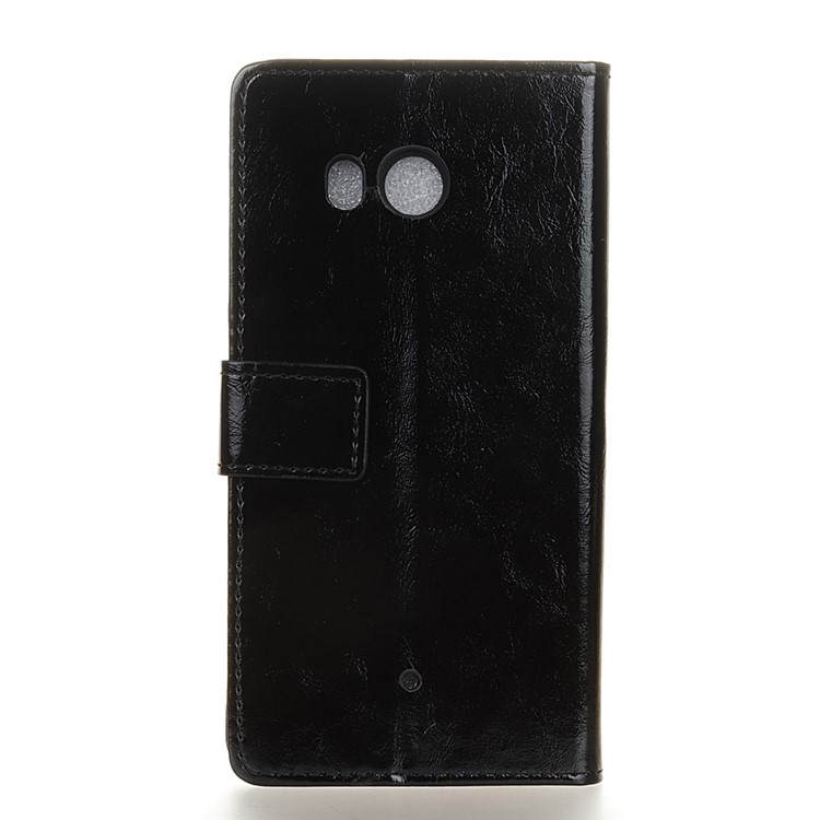 Crazy Horse PU Leather Wallet Cover for HTC U11 - Black-2