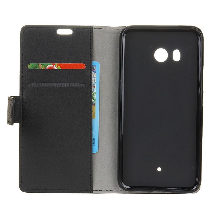Magnetic Leather Stand Case with Card Slots for HTC U11 - Black-4