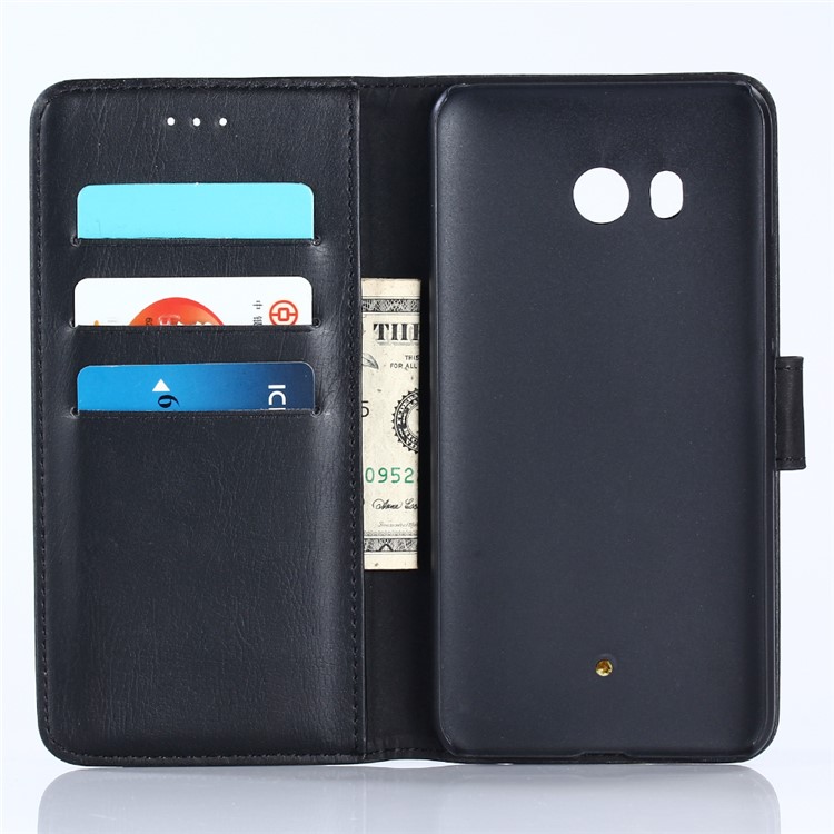Crazy Horse Retro Wallet Leather Stand Case for HTC U11 - Black-3