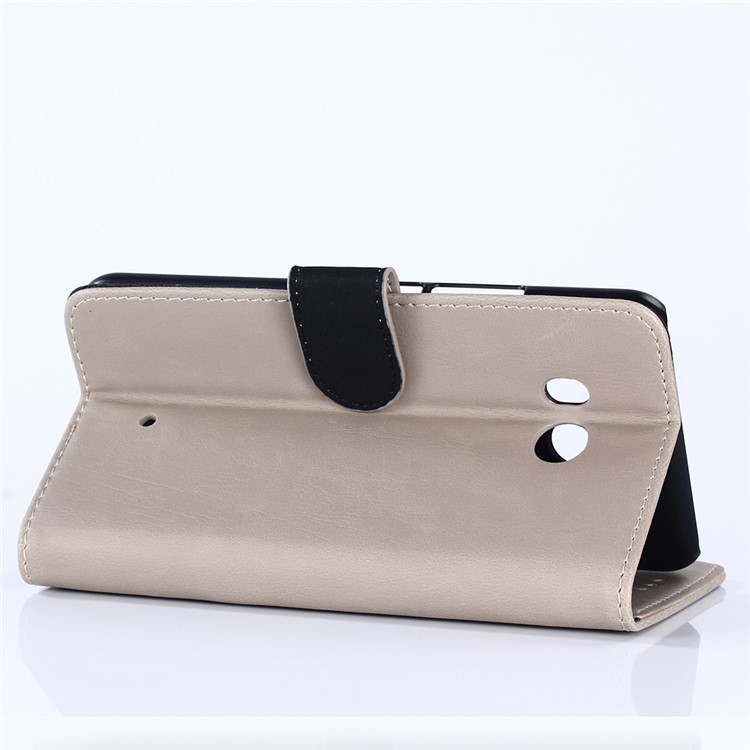 Crazy Horse Retro Card Holder Leather Phone Cover for HTC U11 - Beige-4