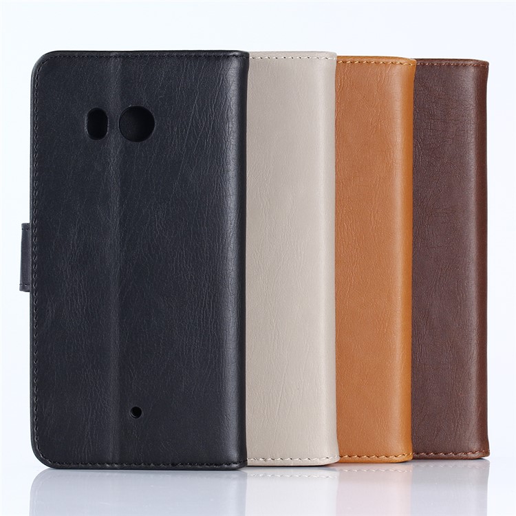 Crazy Horse Retro Wallet Leather Mobile Phone Case for HTC U11 - Coffee-9