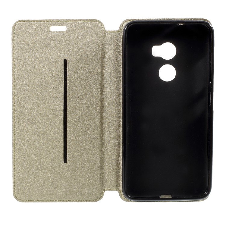 Sand-like Texture Leather Stand Phone Cover with Card Holder for HTC One X10 - Gold-5