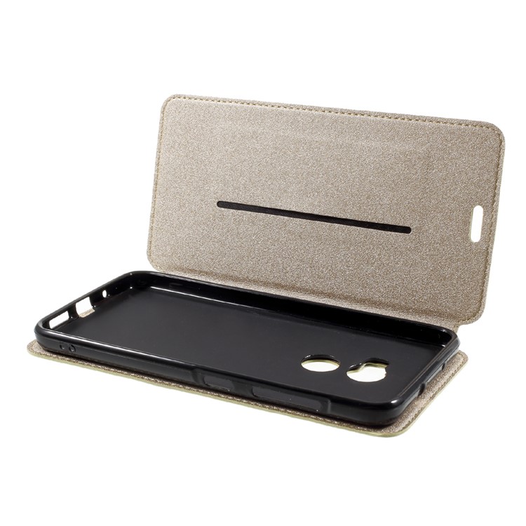Sand-like Texture Leather Stand Phone Cover with Card Holder for HTC One X10 - Gold-6