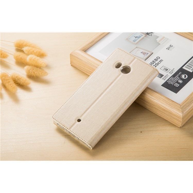 VILI DMX Leather Stand Phone Cover with Card Holder for HTC U11 - Beige-2